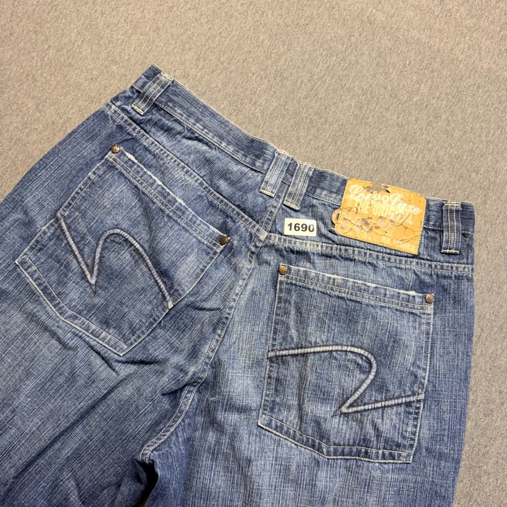 Lot29 Luxe The Original Mens Baggy Wide Leg Jeans Blue Denim Size 38 Streetwear